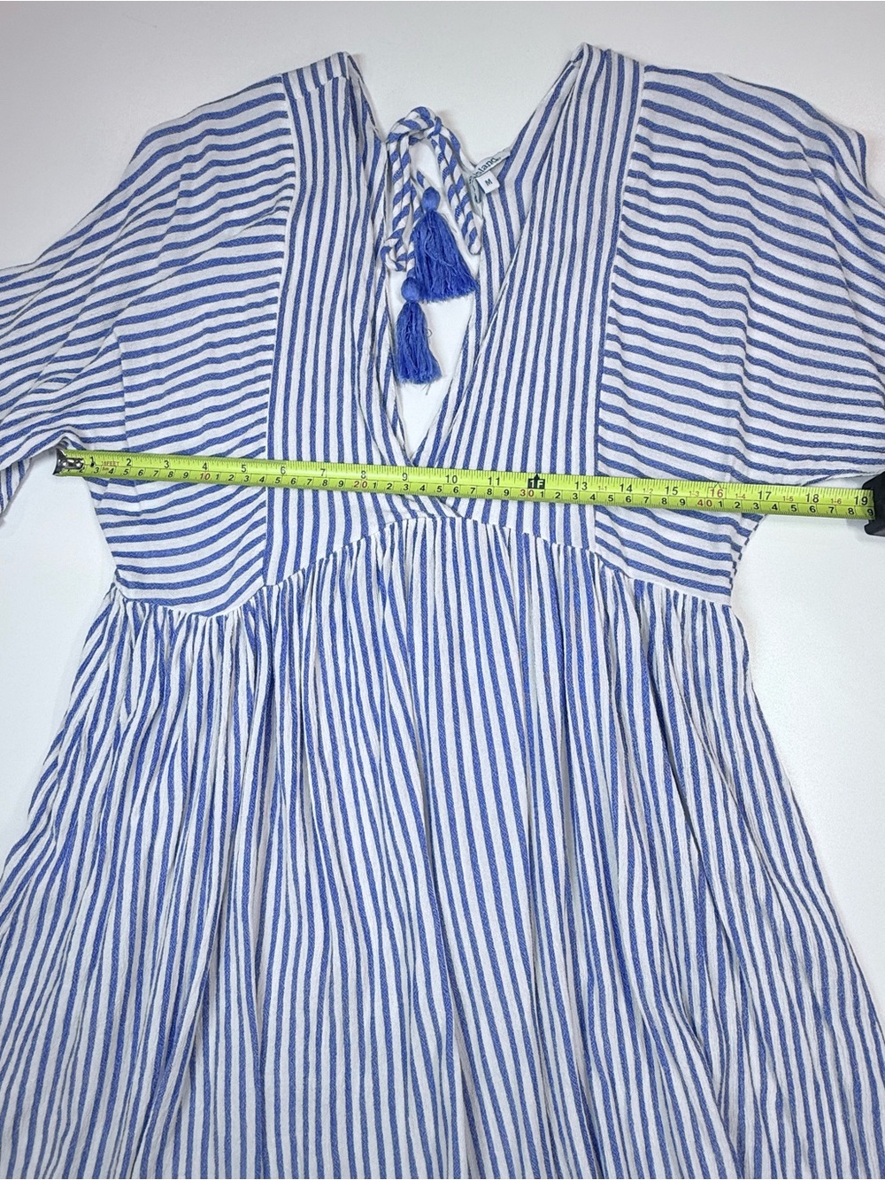Blue Island Striped Tassel Tie Beach Swim Coverup Dress Size M - Picture 8 of 11